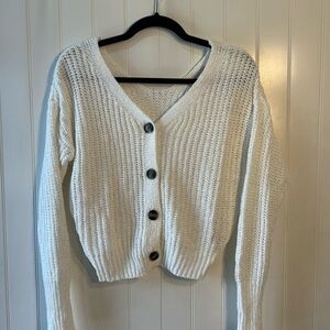Sincerely Jules white sweater reversible with button close